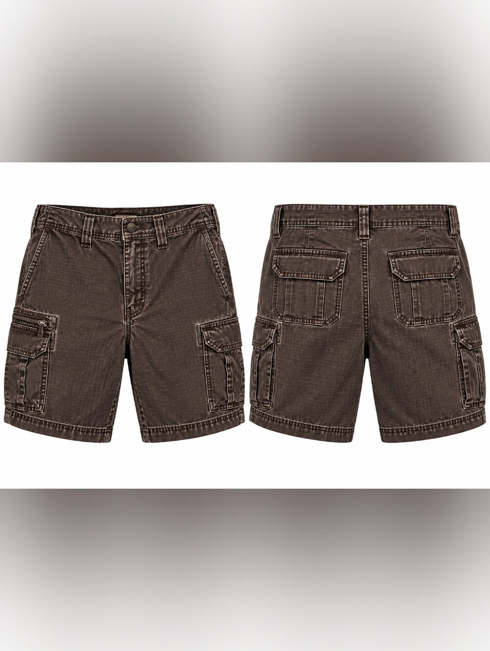 Eddie Bauer Cargo Shorts 36 Brown Cotton Ripstop Utility Hiking Outdoor Gorpcore